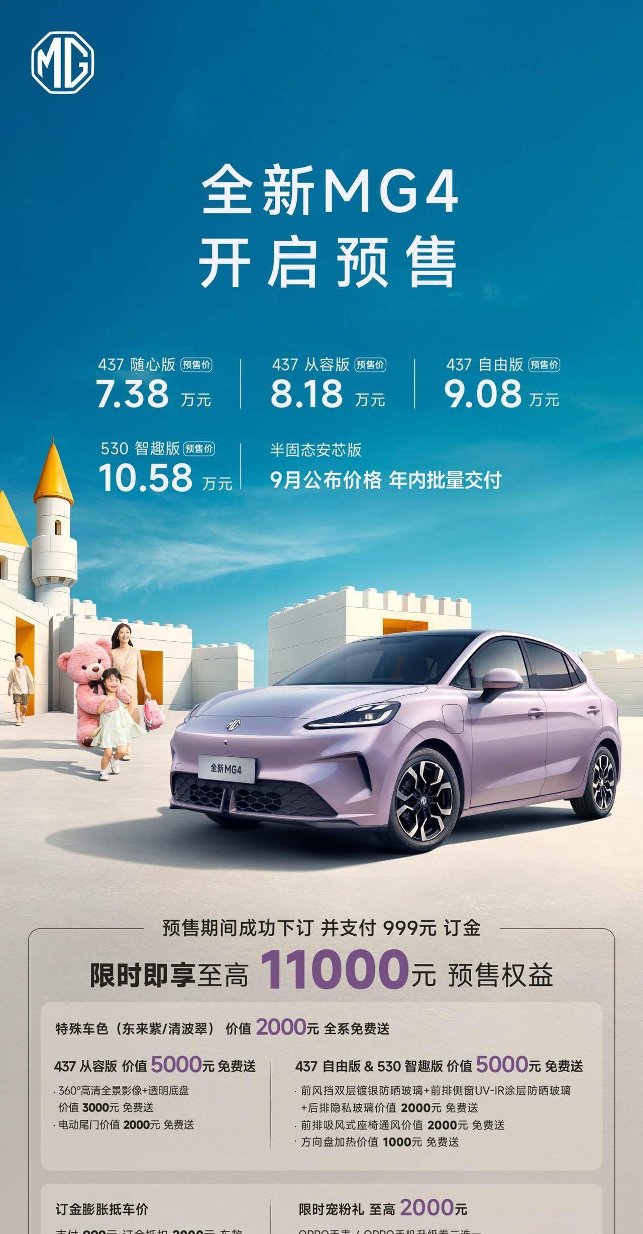 全新MG4今天开启预售，7.38万起的价格直接把纯电市场卷出新高？7.3