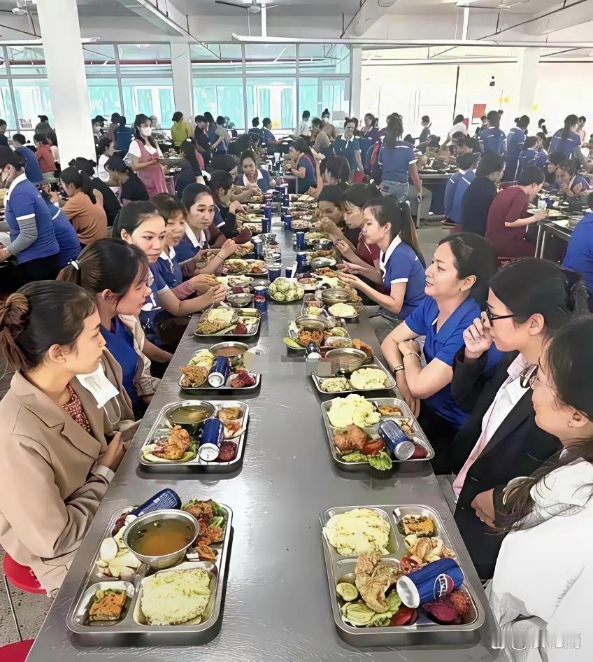 我的姐姐在电子厂上班，据说那里的伙食不错呦[比心]