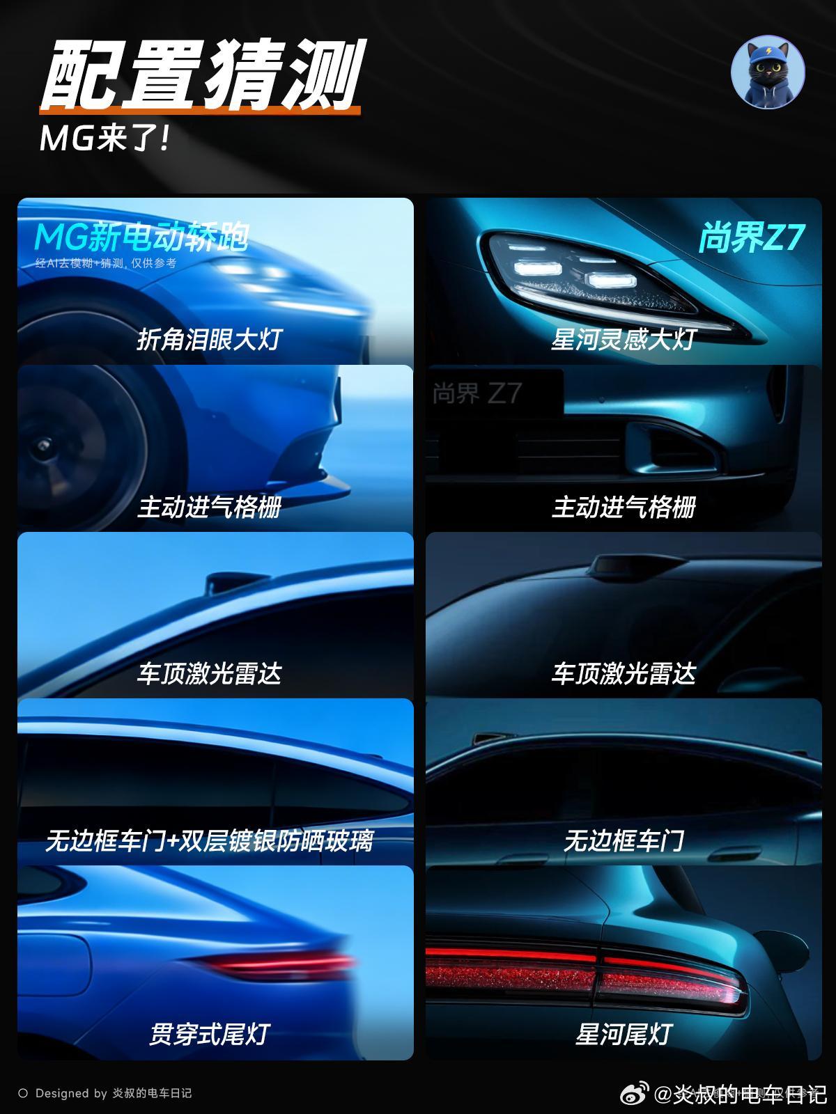 看了刚流出的MG电动轿跑谍照，这车和尚界Z7长得是真的像，感觉像是同一个设计团队