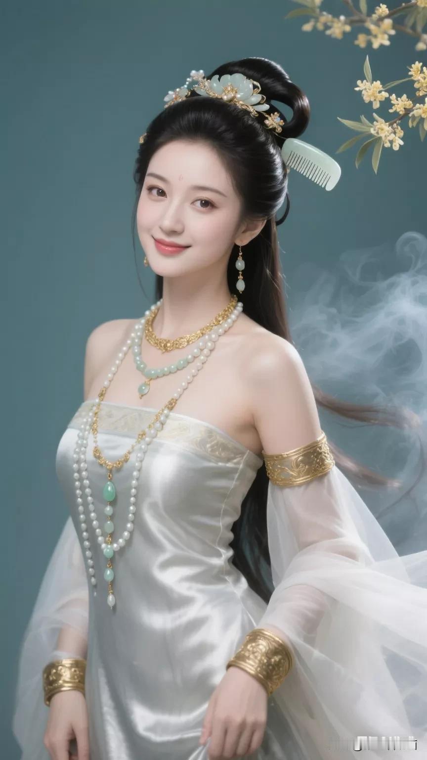 玉人如花，笑靥如春。张立启原创书画AI作品古仕女发髻集锦首发第495期集锦首发唐