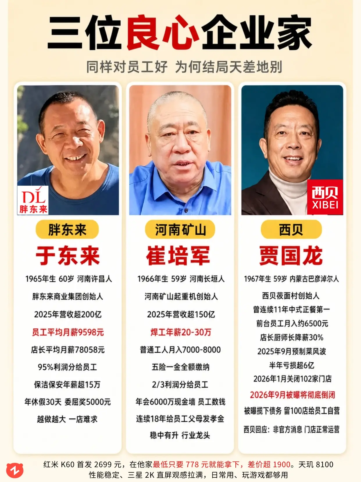 西贝被曝倒闭！三位良心企业家结局天差地别。