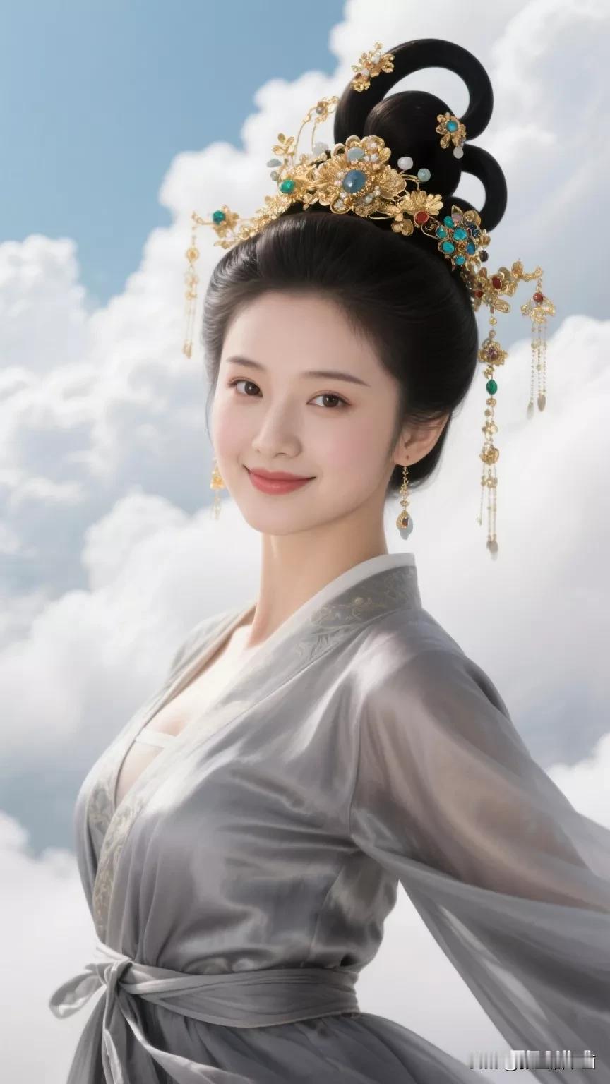 穿越千年的古典美人，云间仙子般的风姿！张立启原创书画AI作品古仕女发髻集锦首发第