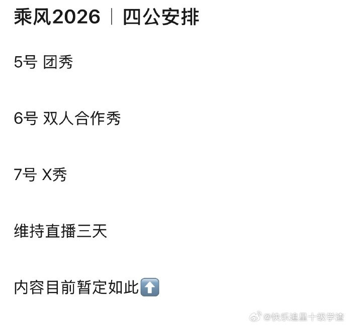 浪姐四公又要直播三天赛程衔接得也太紧凑了，三公刚结束，四公三天直播马上来，真心替