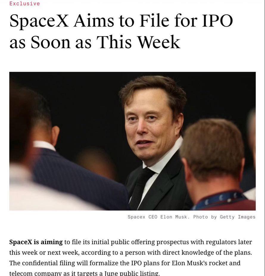 SpaceX准备上市了，而且规模可能是美国历史上最大的。知情人士透露，这家公