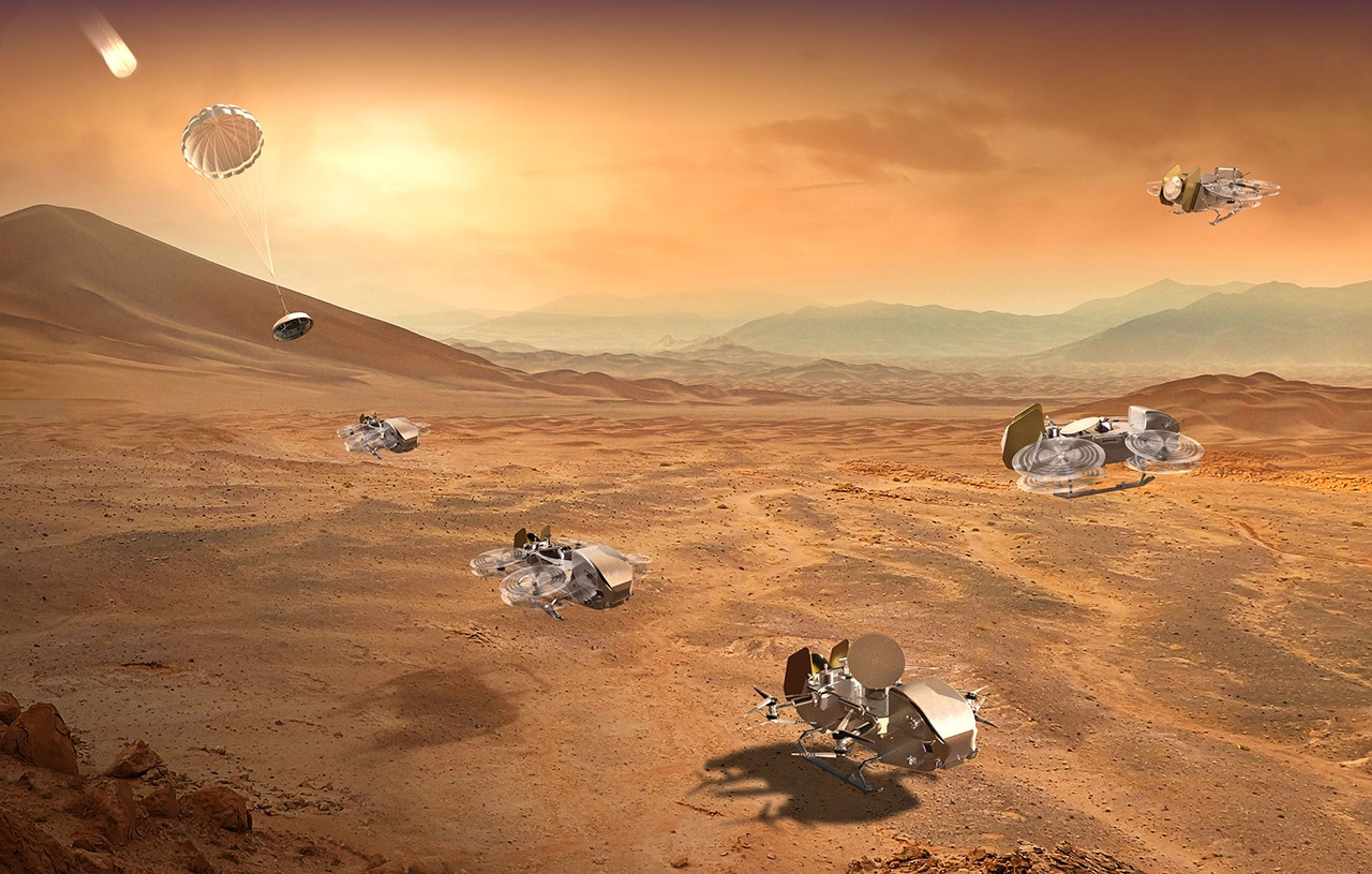 2028年，NASA的蜻蜓号探测器将一头扎进土卫六泰坦的大气层。泰坦是太阳系里唯