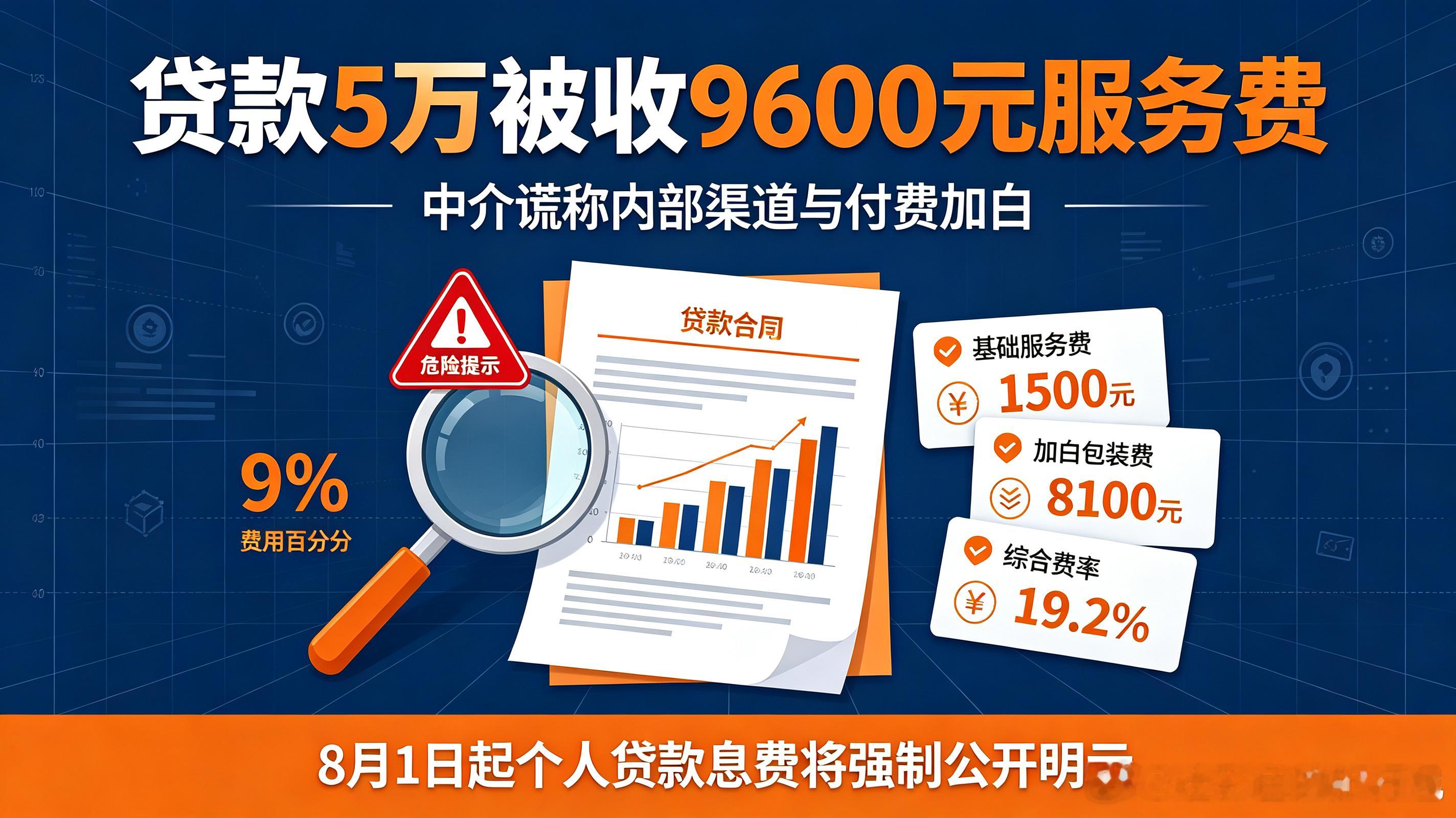 个人贷款新规8月1日起正式实施贷款5万被收9600元服务费警惕贷款中介骗局！有人