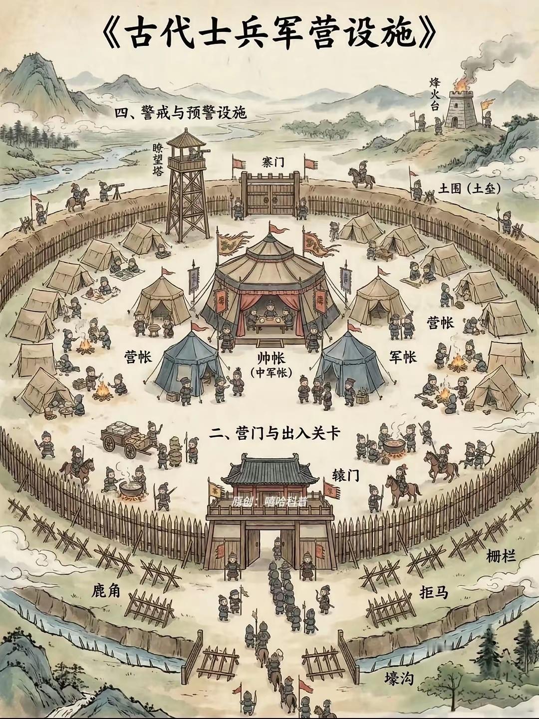 古时候的行军布营图，简直固若金汤！军事