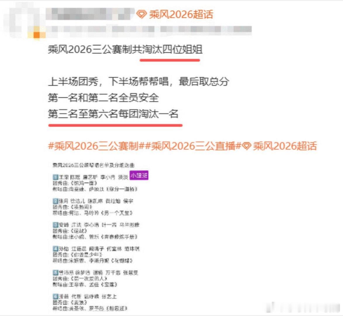 乘风破浪的姐姐乘风三公规则🈶三公淘汰四个乘风2026赛制将会淘汰四位乘风破