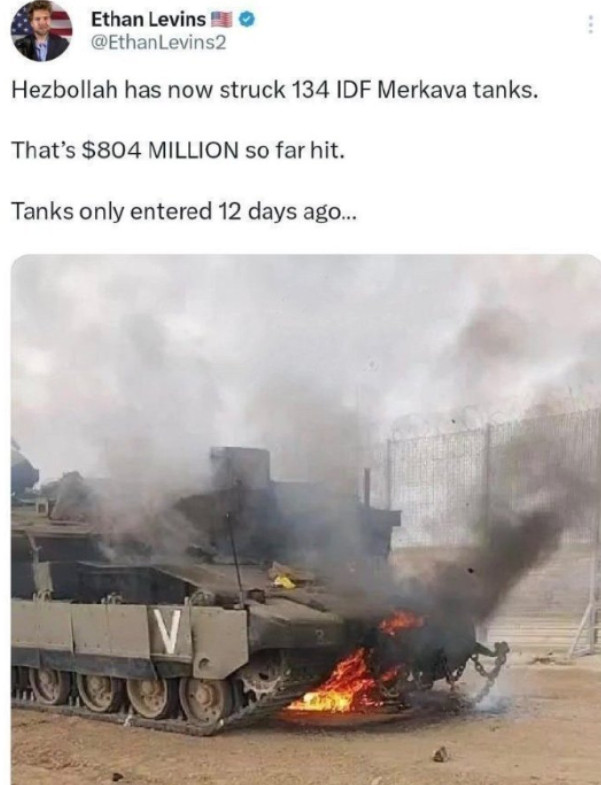 以色列损失134辆坦克，怀疑背后大国出手了，给中方提了个醒！美国记者伊桑·莱文斯