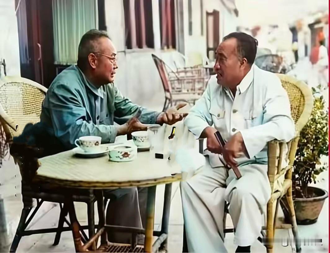 这张珍贵合影拍摄于1955面，两位开国元勋在中南海的一张珍贵合影，他们曾经是云南