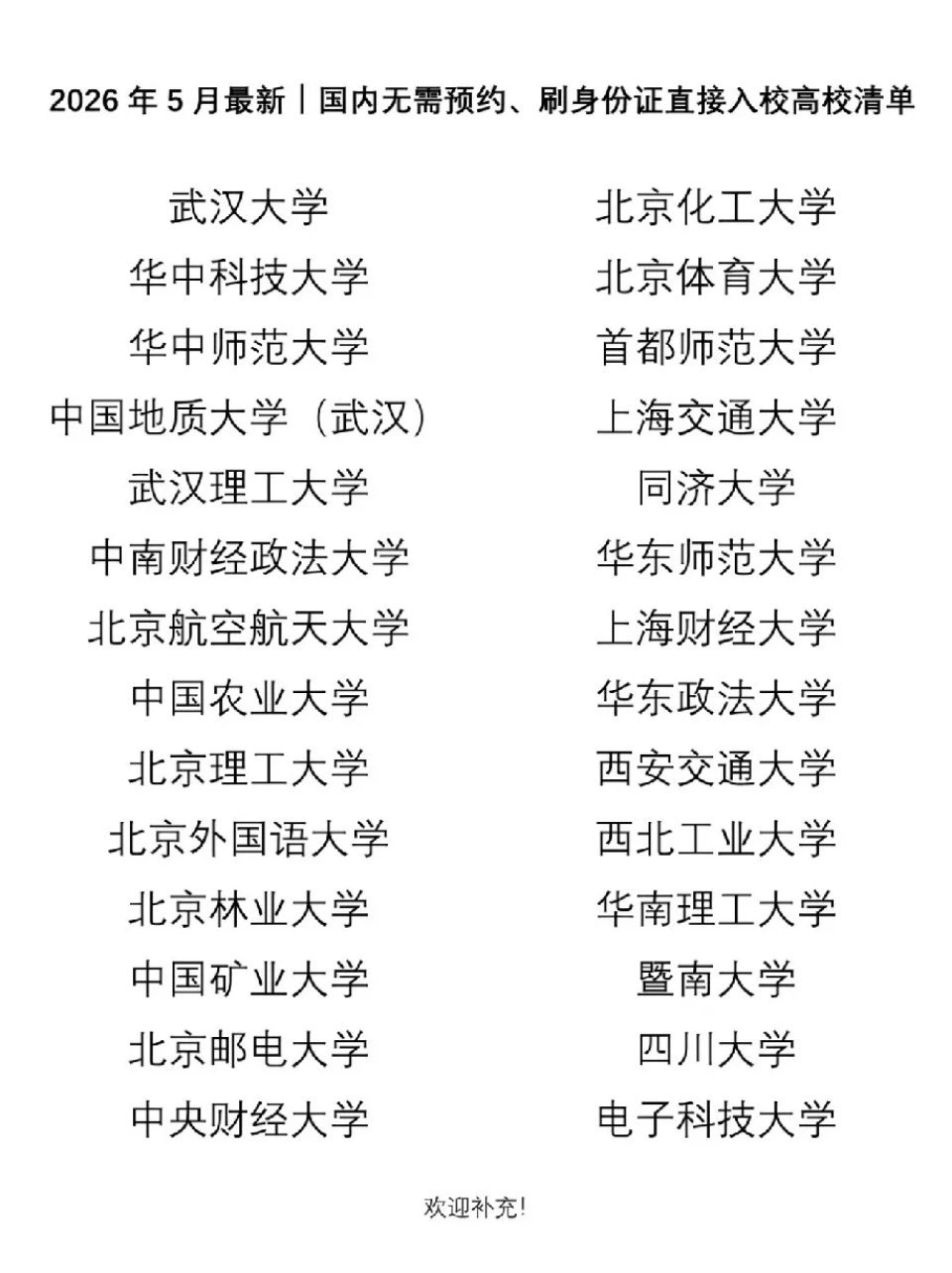 以下的大学校门是打开的不用预约并没有什么洪水猛兽2020年之前，几乎所有中国大学