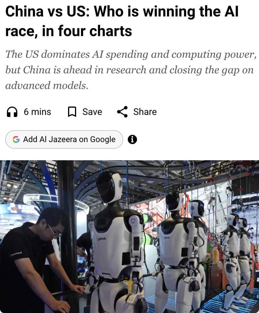 外媒：当前，中美正围绕算力、模型、资金投入和人才展开激烈竞争。从算力看，美国