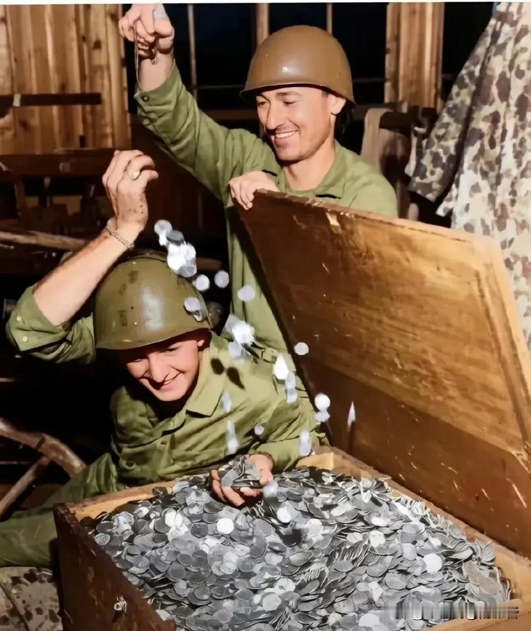 那帮日本兵当年从中国抢走的银元，到现在还有好大一批没回来。1945年美国海军