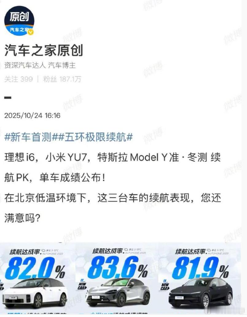 汽车之家回应五环极限续航测试质疑觉得汽车之家的“准-冬测”还是比较严谨的，毕竟