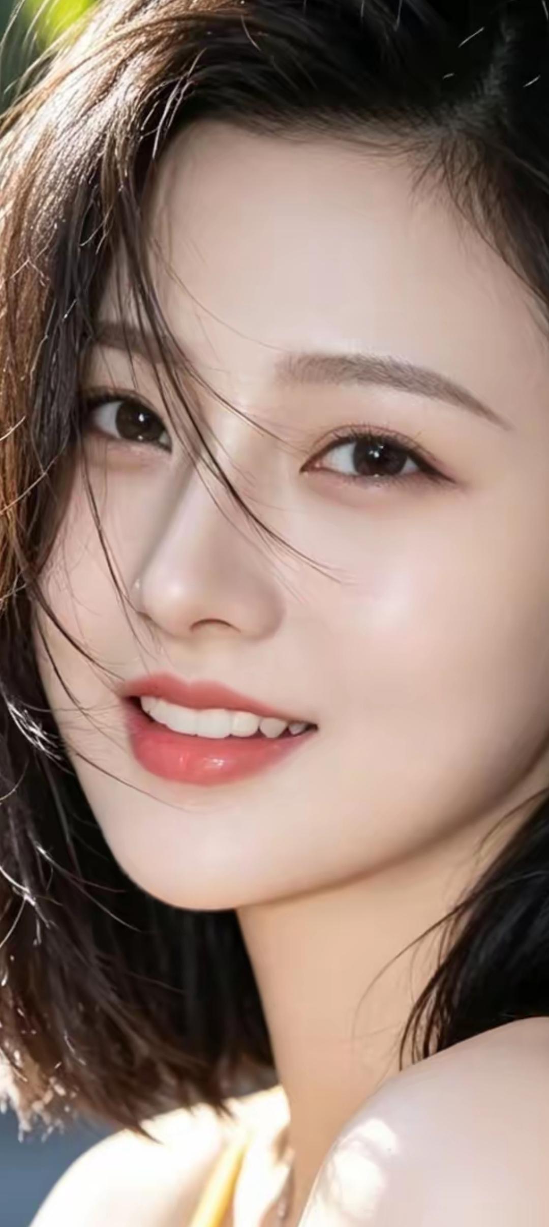 阳光下的甜美笑容，自然清新的美丽瞬间。