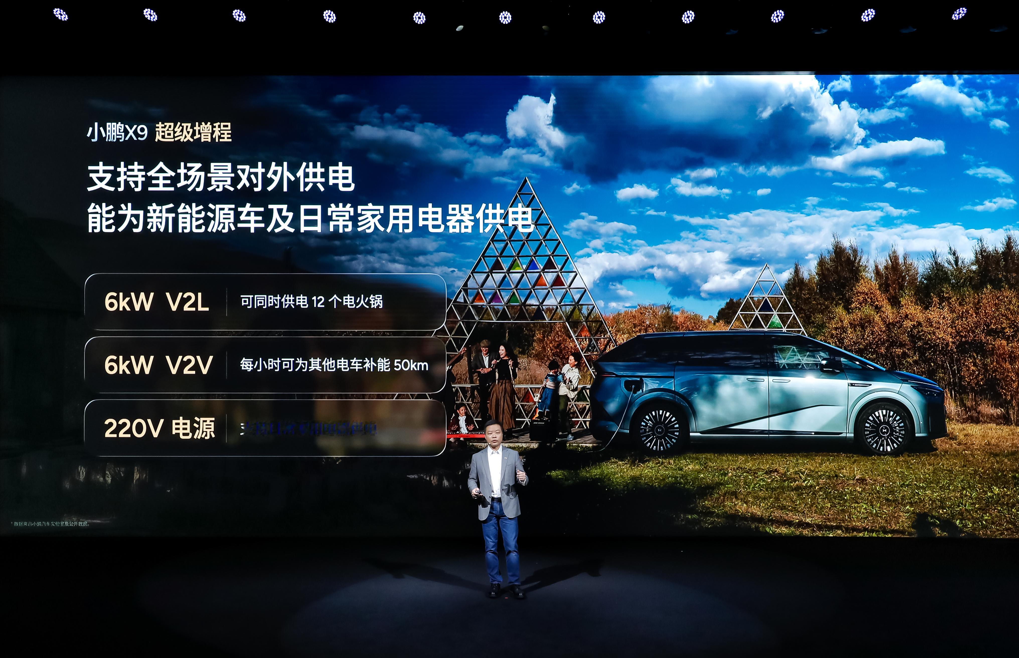 我突然想起来，小鹏X9超级增程是可以给别的车充电的，6kW的V2V放电，功率比家