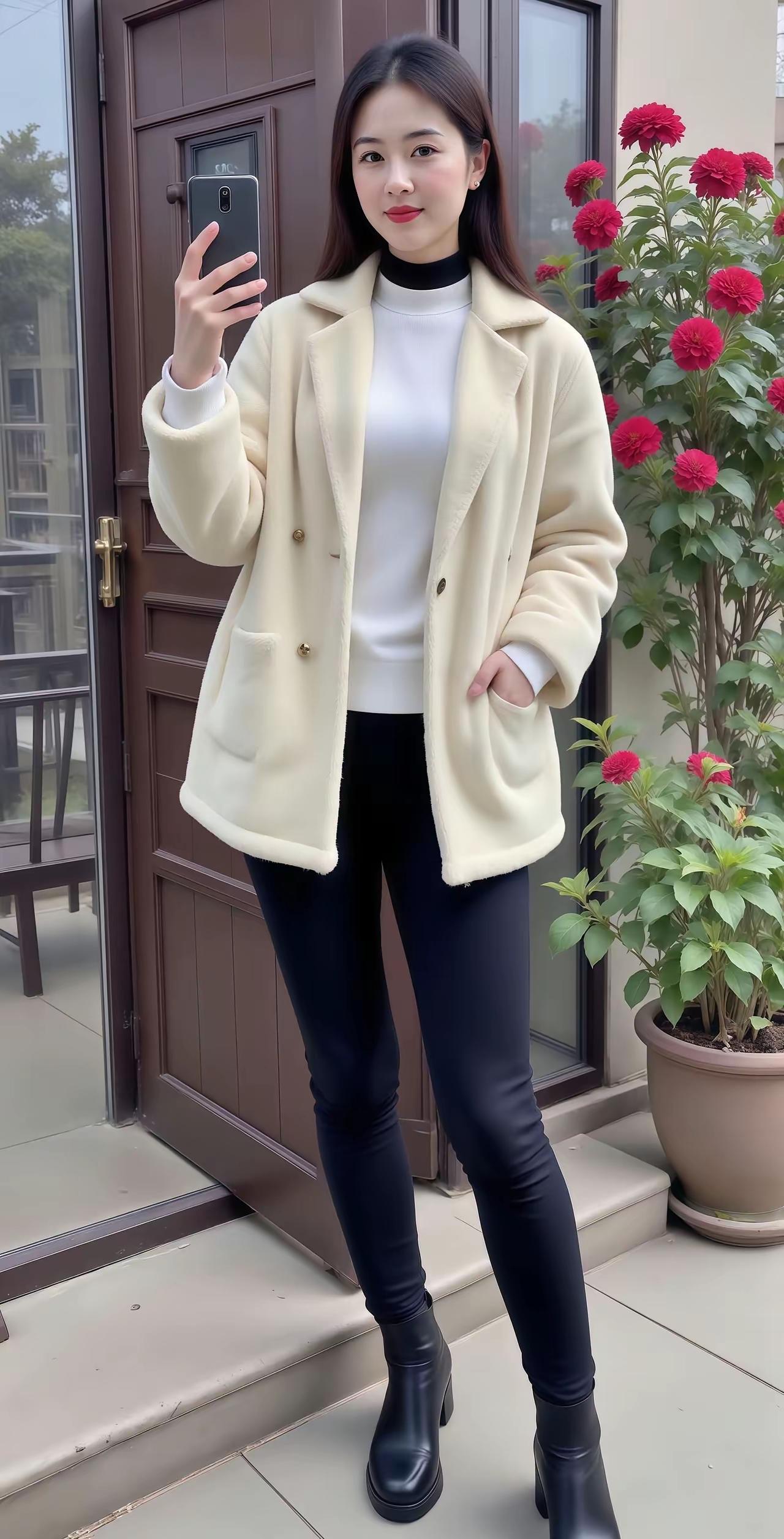 冬日穿搭指南：米色大衣+黑色紧身裤，温暖又时尚！气质穿搭怎么穿才恰到好处?