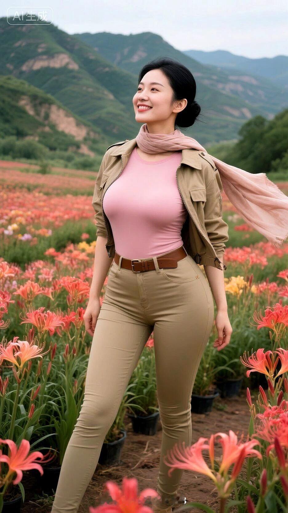 在花海中微笑，享受自然的美好时光。🌸🌼🌺