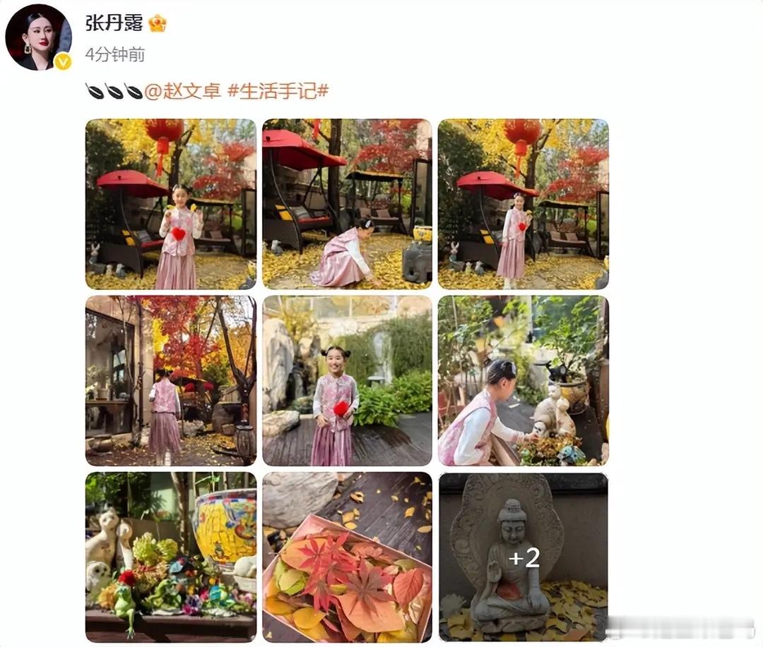 赵文卓妻女北京别墅赏秋，院里满是落叶，仨子女只有小女儿留身边！