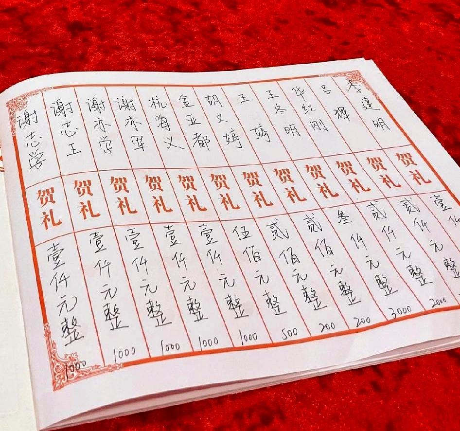 今天在侄子婚礼上记账，算是开了眼界。有个亲戚过来，张口就报两千。我笔都提起来了