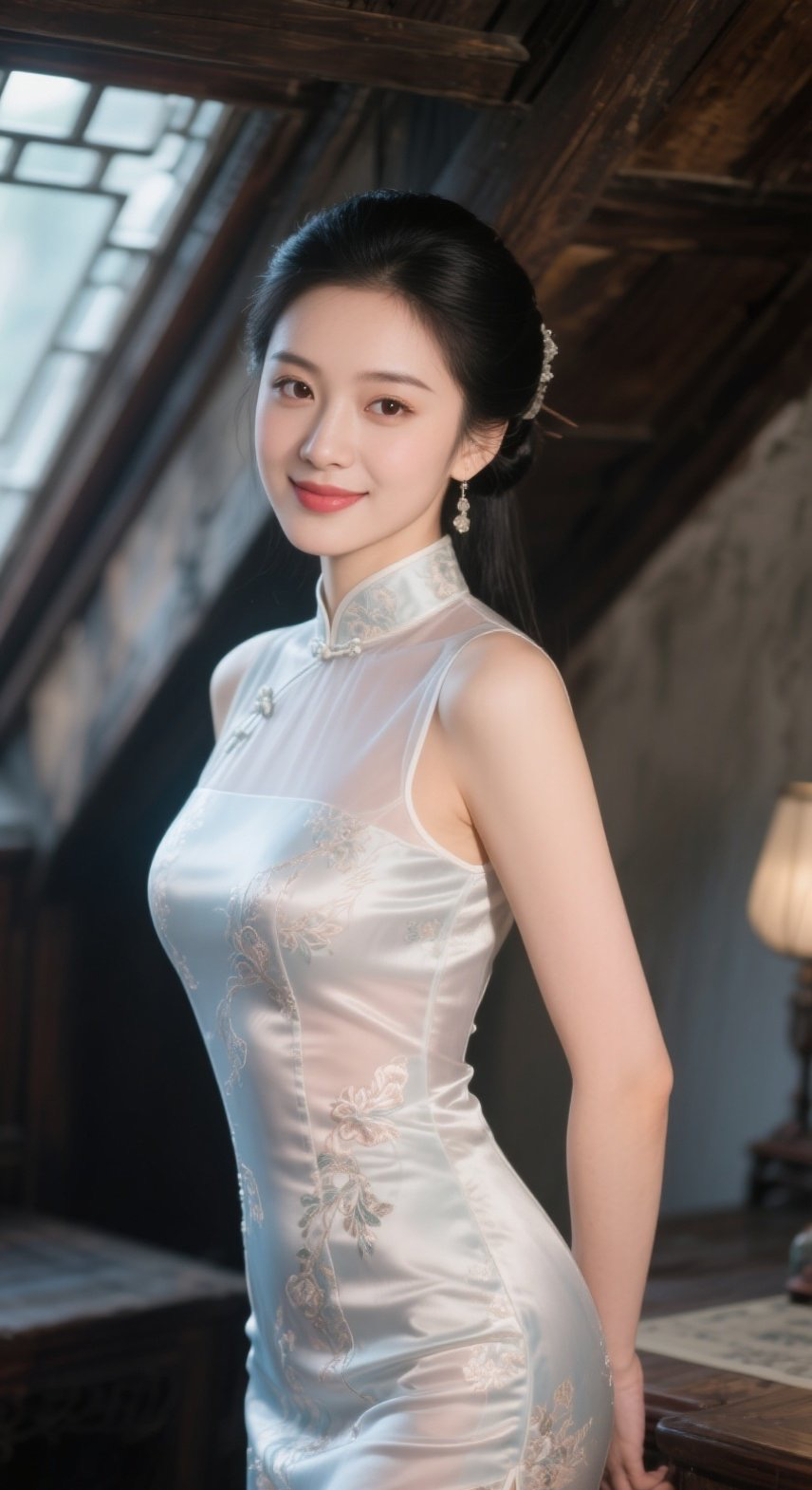 窈窕少妇旗袍裹身，回眸一笑倾国倾城