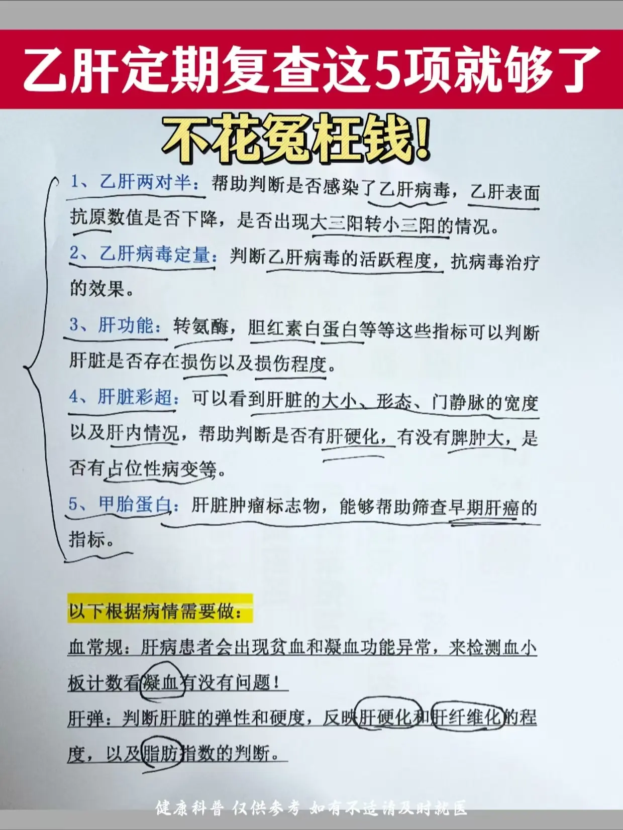 乙肝复查不用瞎花钱！。这5项核心检查一定要记牢 1.乙肝两对半：判断感...