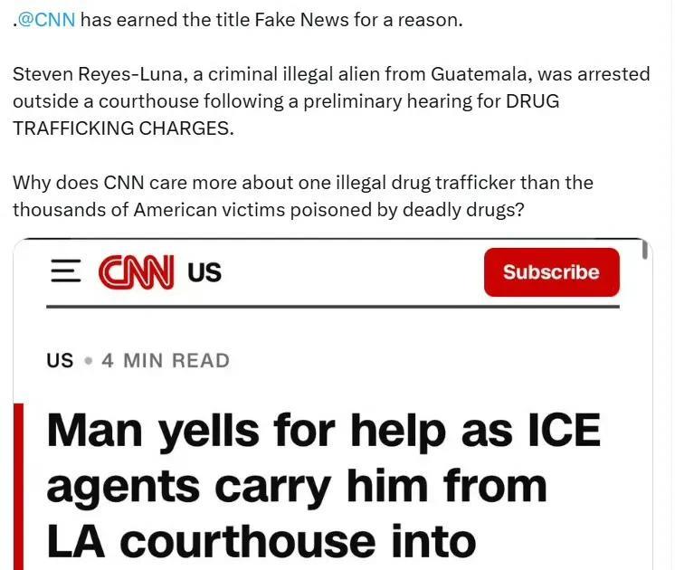 CNN被称为假新闻是有原因的。来自危地马拉的非法移民罪犯史蒂文·雷耶斯-卢纳在