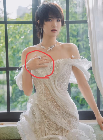 仔细看这张照片，大家有没有发现一个细节？不是姚安娜长得很瘦，而是她竟然都没有