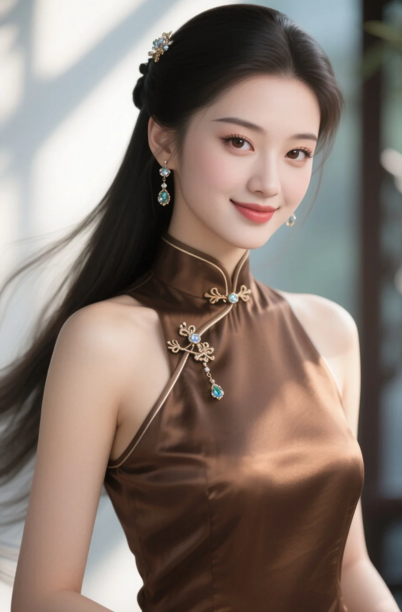 谁说旗袍只能端庄？她一笑，风情万种全在肩头滑落的丝缎里