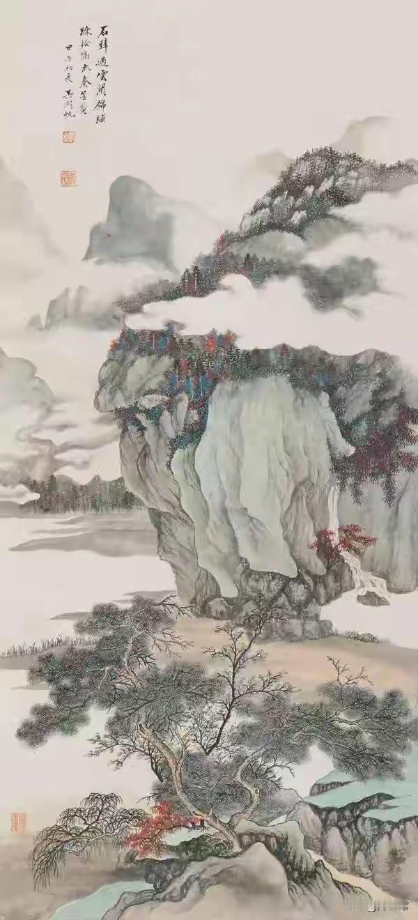 吴湖帆的绘画艺术独具魅力。他的山水画堪称一绝，笔墨功底深厚，设色更是一绝。比如他