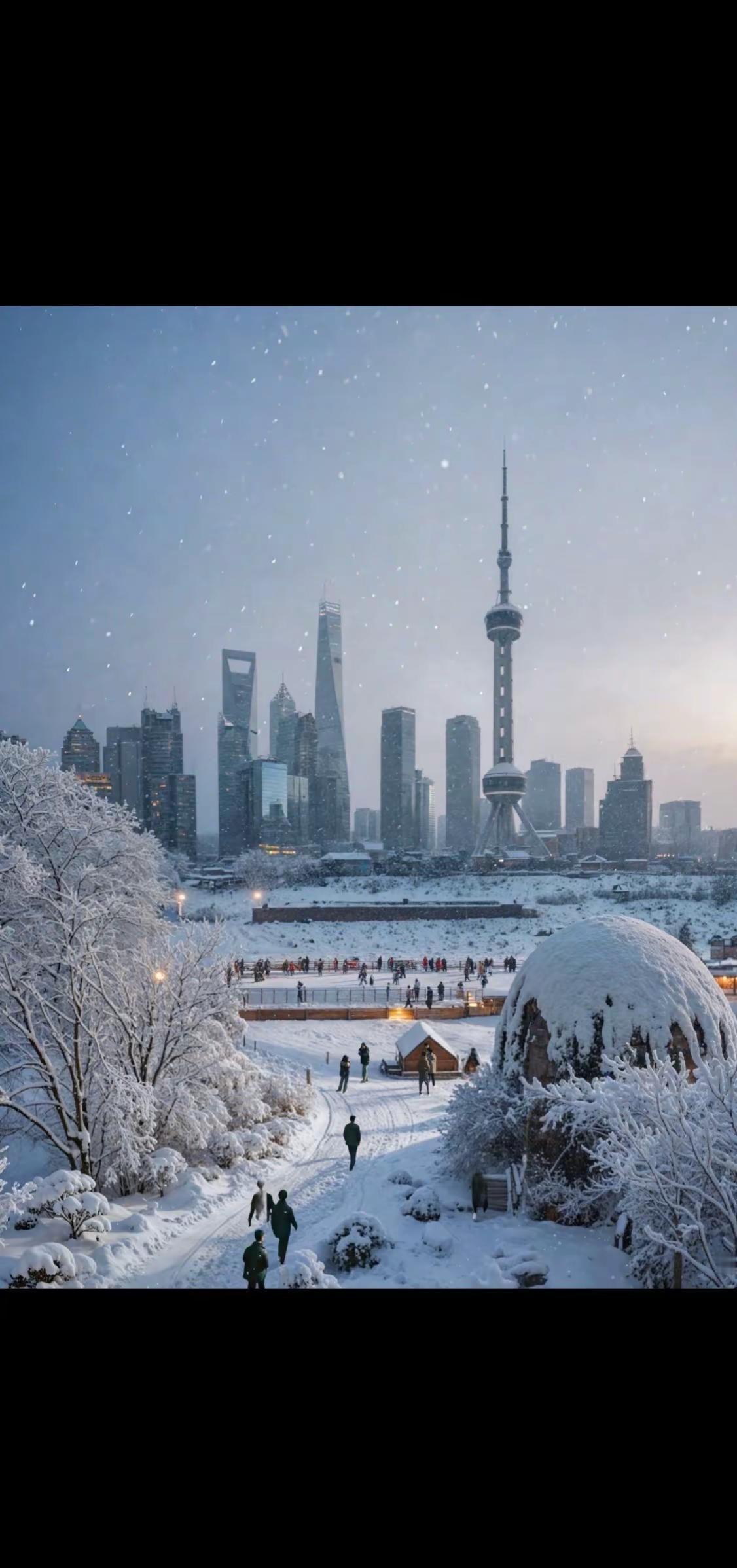 今天上海下雪了。2026年1月20日大寒节气上海迎来降雪.寒潮与初雪叠加为申城添