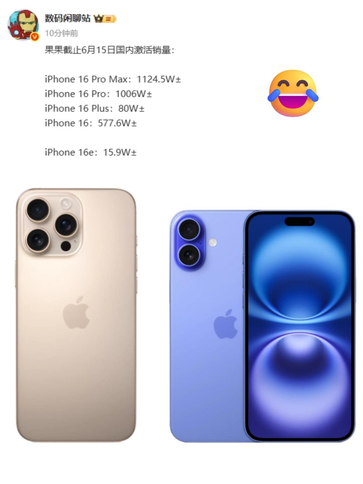 想不出来，国内谁是苹果的对手啊。。。看博主分享的iPhone16系列销量，