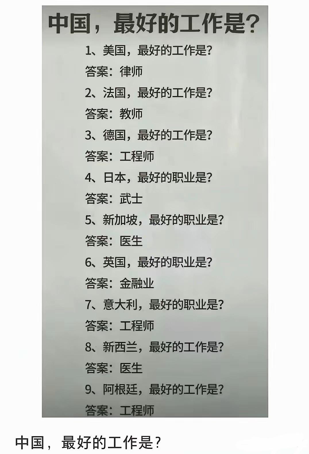 你觉得这在中国最好的工作是什么？