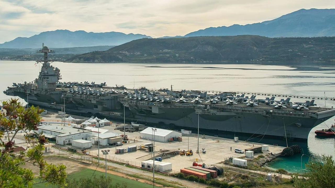 目前福特号还是停靠在希腊克里特岛苏达湾港，为了方便福特号舰员的生活，希腊在苏达湾