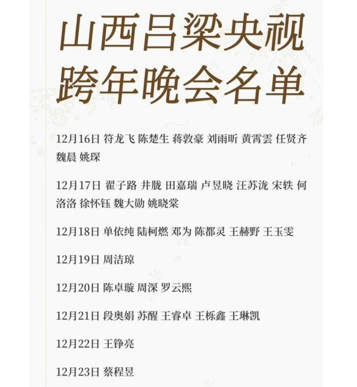 央视跨年晚会，再就业团来了四个啊陈楚生，苏醒，王铮亮和王栎鑫，四个人分三次录制