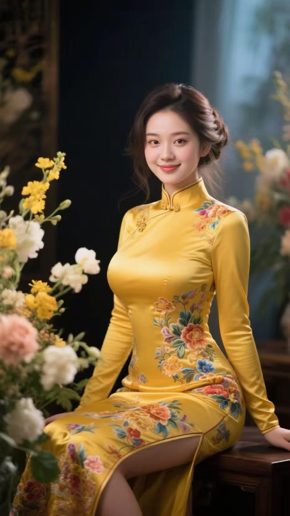 山坡羊·旗袍之美旗袍争俏，胖瘦论妙，多年争议今分晓。胖姿娇，韵如潮，盘