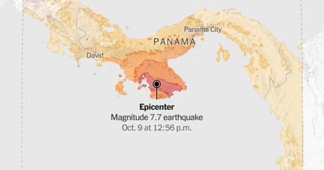 当地时间周五下午快到3点时，巴拿马中南部地区发生7.7级大地震，造成建筑物受损和