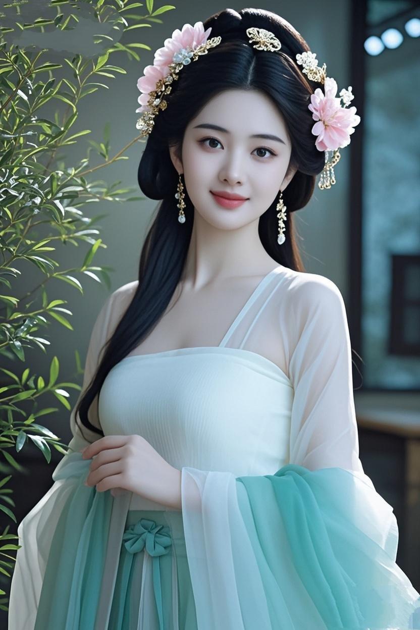 《青衿仙影》柳畔凝妆色，青衿曳晓烟。簪花簪月色，垂珮垂春泉。眉底千山静