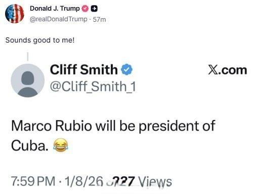 特朗普表示支持让鲁比奥担任古巴总统​​​美国总统特朗普在谈到美国国务卿卢比