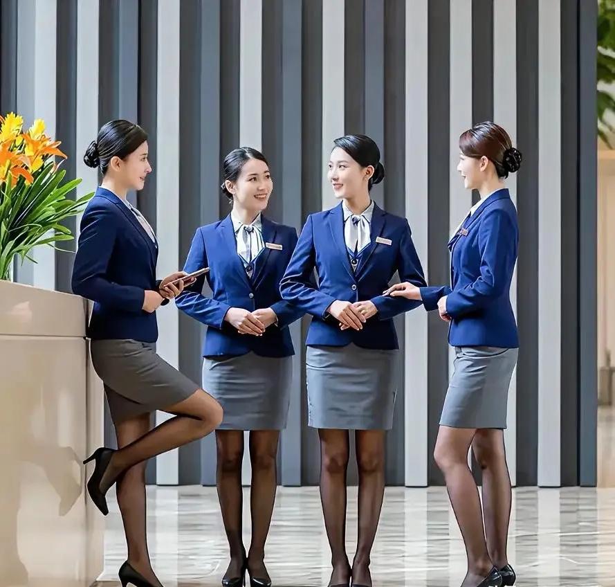 职业装让气质更好，几个美女小姐姐身材匀称曼妙，得体的穿搭，把职场人的干练劲儿拉满