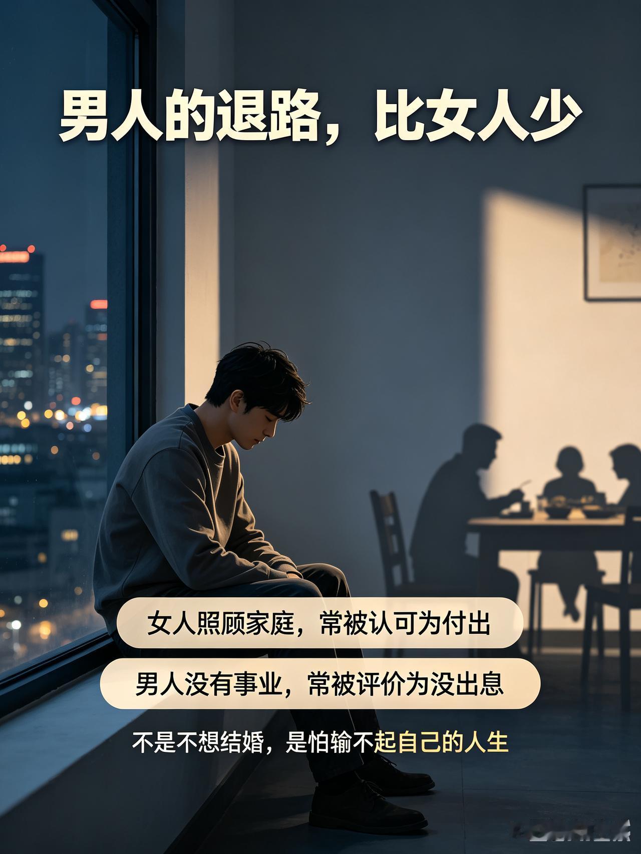 标题：男人不敢结婚，很多时候不是不想，而是输不起现在不少年轻男性不是不想结