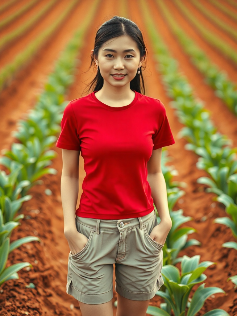 青山绿水间，乡村美女温婉如诗