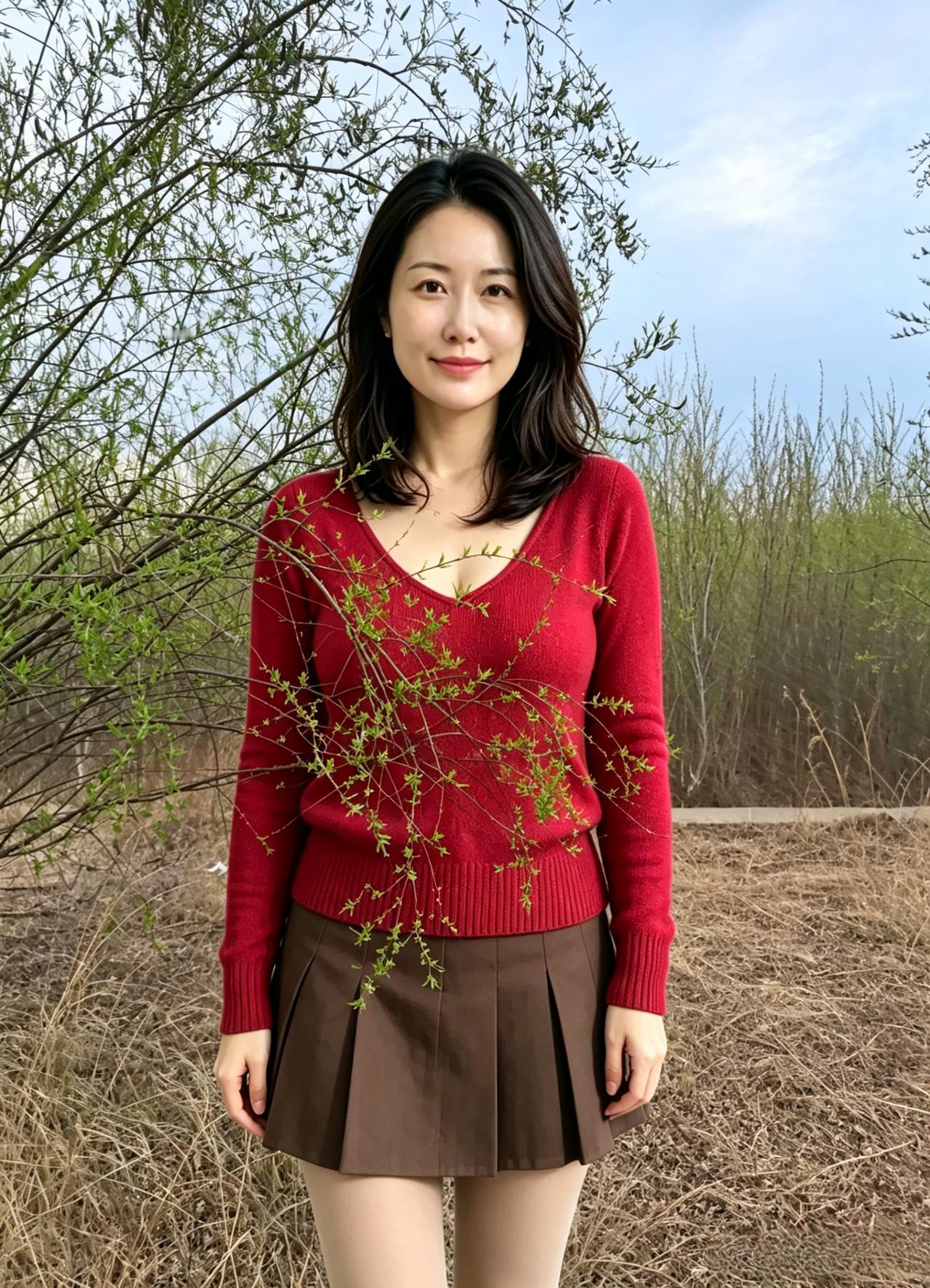 春郊风软拂清颜，百媚天成不自攀。胜却人间桃李色，嫣然一笑满山川。