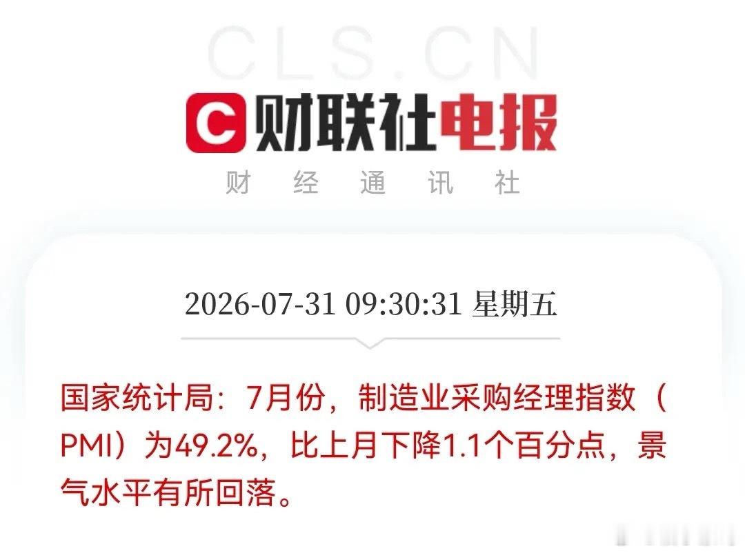 重磅数据出炉，老登这下慌了，PMI跌破50，比上个月下降1.1%……09:30: