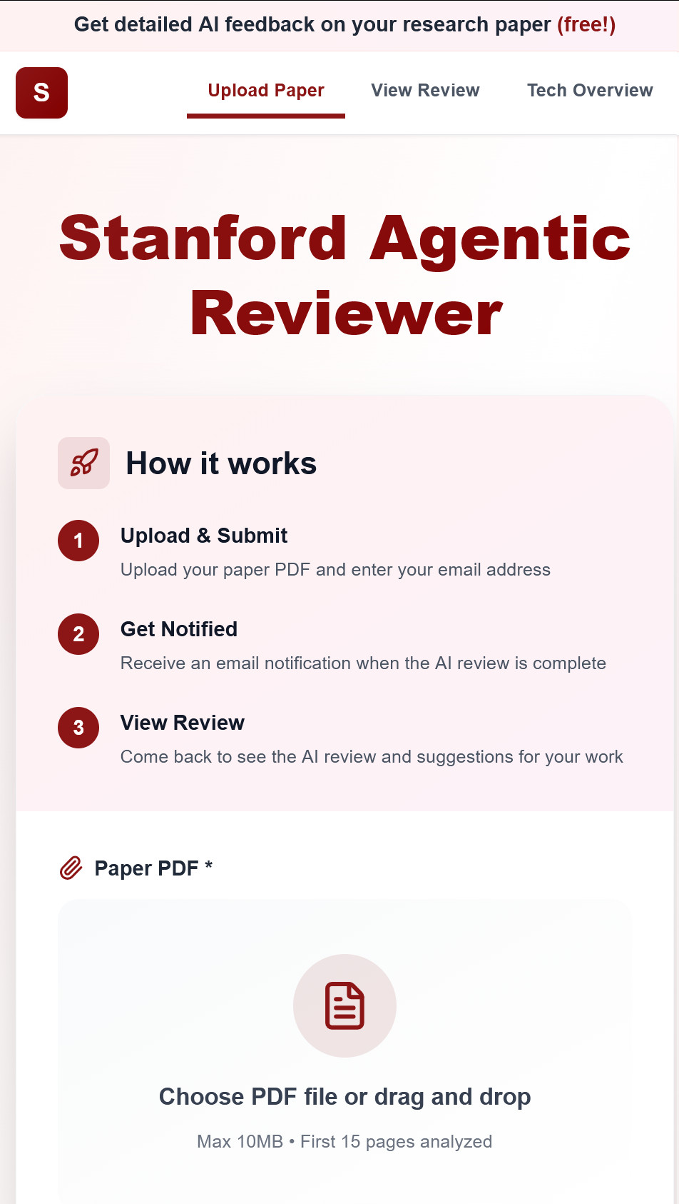 paperreview.ai/吴恩达发布了一个用智能体做论文评审的工具Stanf