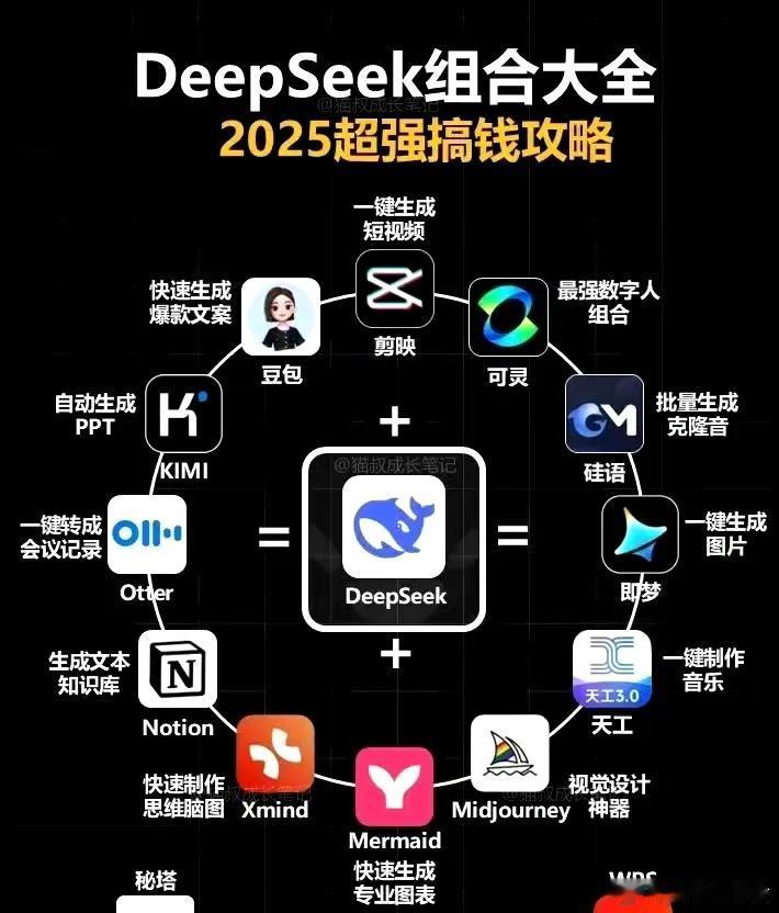 这张图片展示了一个名为“DeepSeek”的组合工具，它被描述为2025年的“超