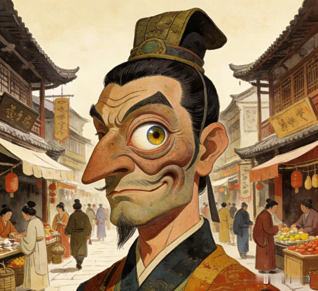 话说东海之外有座一目国，国中百姓天生只生一只眼，长在额头正中，他们捕鱼不用网，那