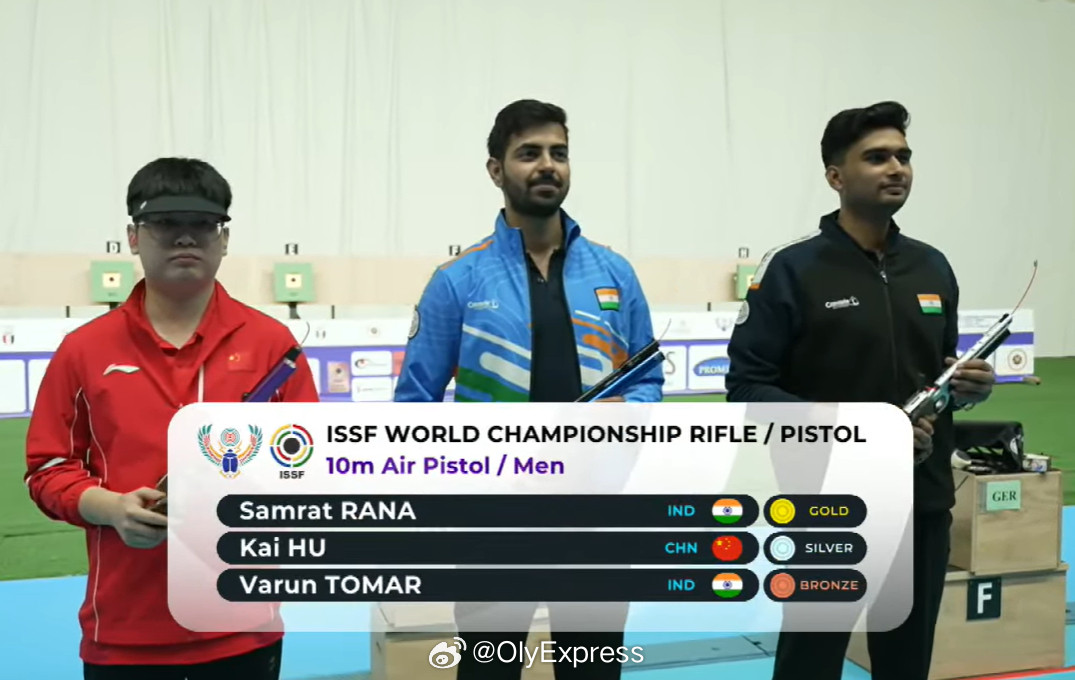 【射击世锦赛男子10米气手枪胡凯摘银】国际体坛战报速递11月10日埃及开罗，2