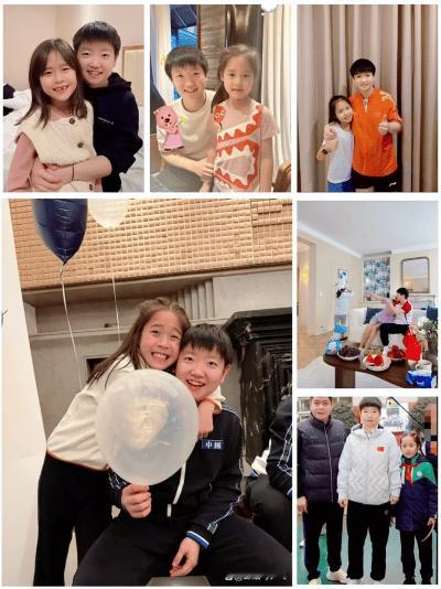 莎莎和小豌豆的合照，真的看不出莎莎的变化！莎莎每一年都会和小豌豆一起拍照，