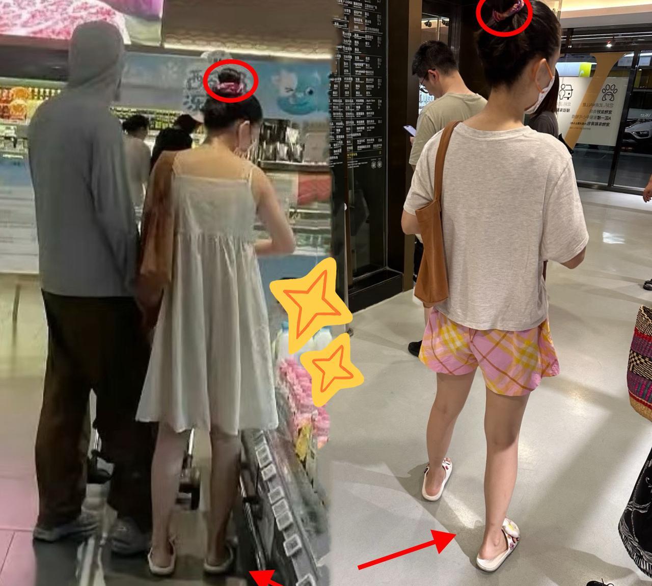 吴倩这拖鞋跟发型头绳都没有换，偶遇着表示吴倩本人漂亮温柔，很纤瘦#吴倩#张雨剑